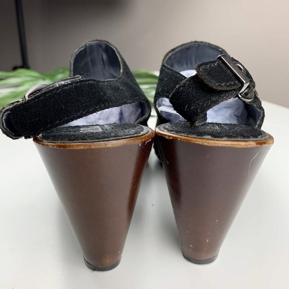 ANA A New Approach Slingback Heels Black Suede Platform Studded Retro Women's 8 - Picture 11 of 13